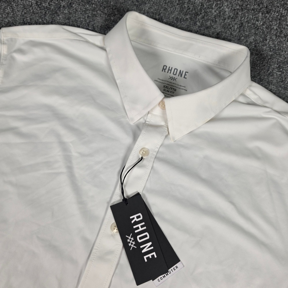 Rhone Commuter Shirt Men XXL Bright White Slim Fit Italian Stretch LS NEW READ - Picture 1 of 13